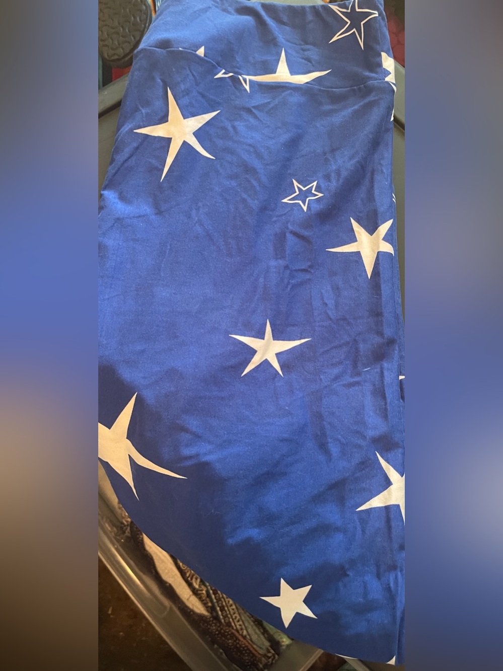 LuLaRoe Navy Leggings TC2with White Star Print